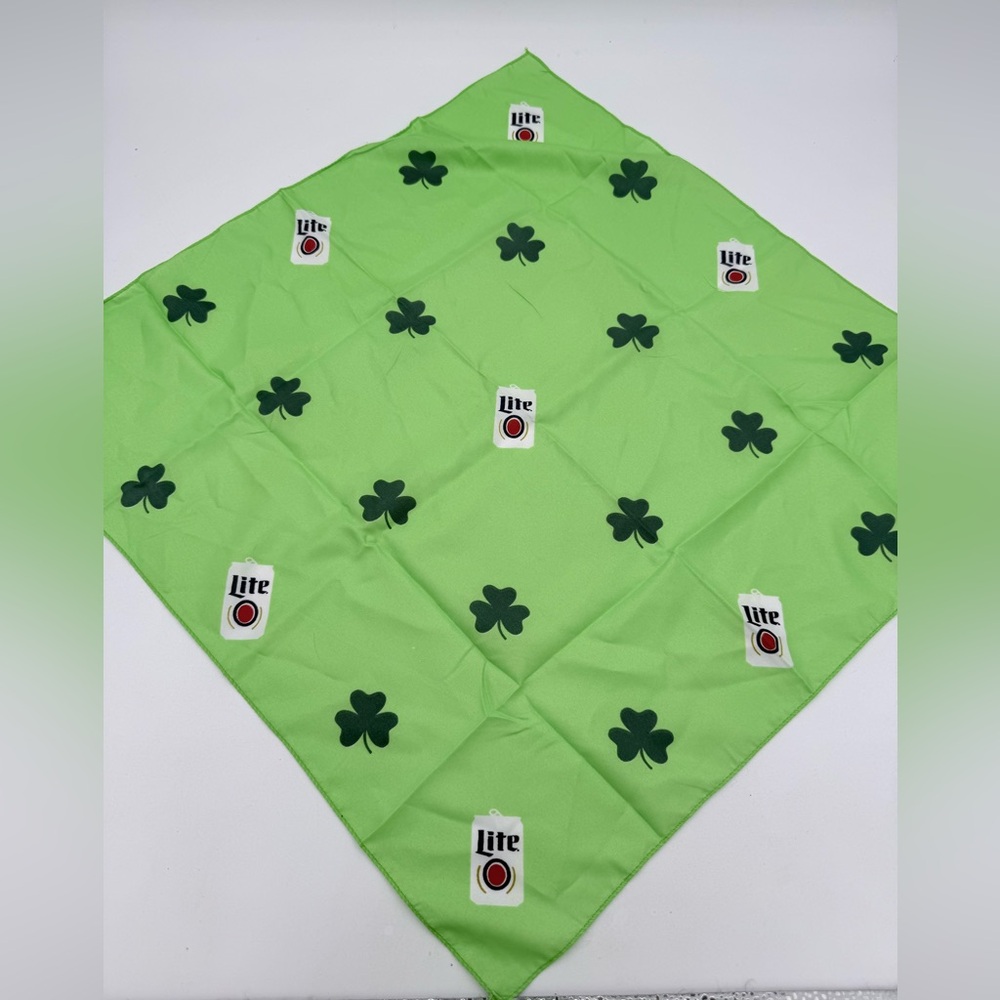 Miller Lite Beer Can Logo St Patrick's Day Shamrock Bandana Scarf NEW Sealed!